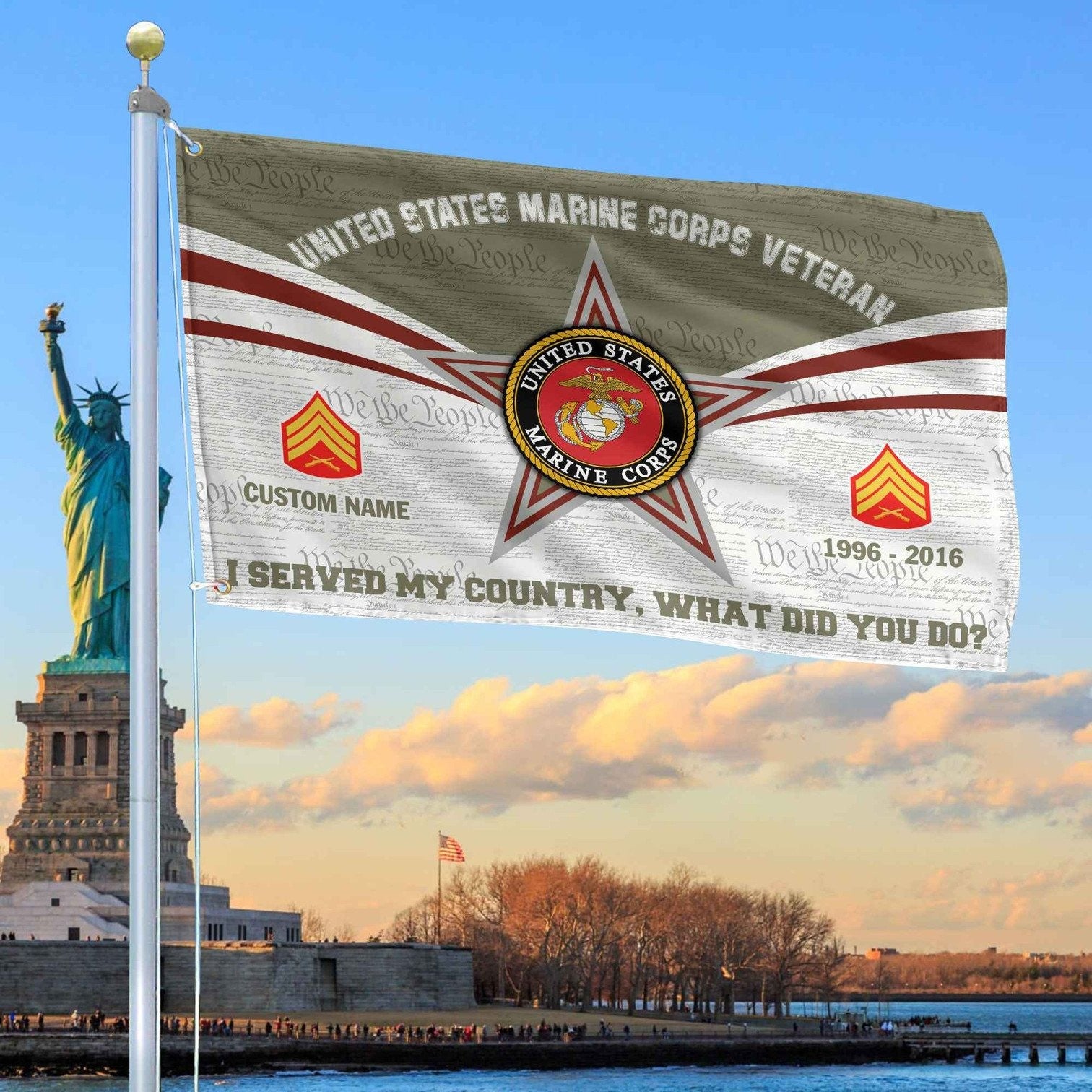 Custom USMC Flag Veterans Day Honoring All Who Served Flag Patriotic Decor - Liberish