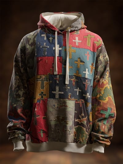 Vintage Faith American Flag Camo Hoodie Patriotic USA Christian Freedom Pullover Sweatshirt Gift