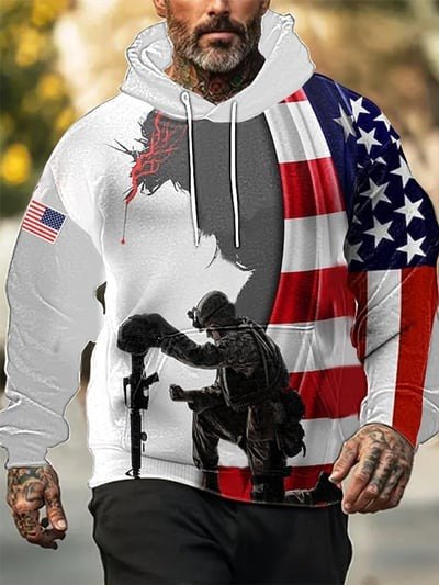 American Flag Veterans Day Hoodie USA Patriotic Military Pullover Sweatshirt for Men Women Freedom Gift
