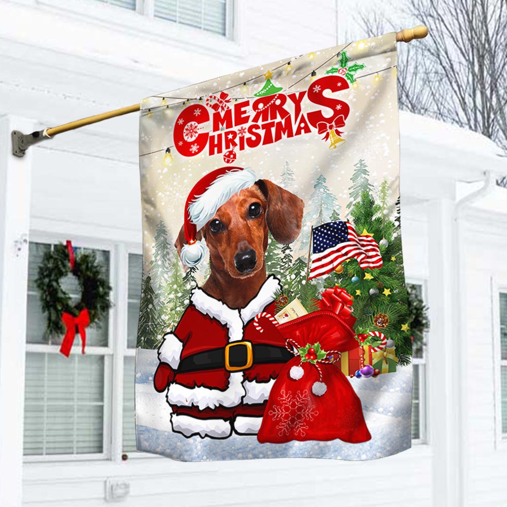 Dachshund Christmas Flag Santa Paws - Liberish