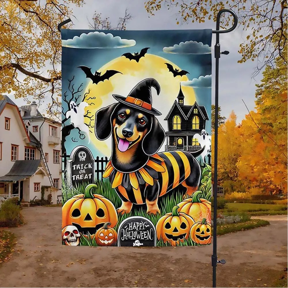 Dachshund Dog Halloween Flag Uniqe Gift For Dog Lovers on Halloween Day - Liberish
