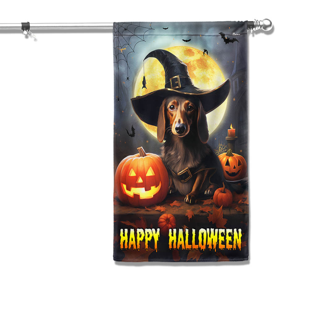 Dachshund Dog Happy Halloween Flag - Liberish