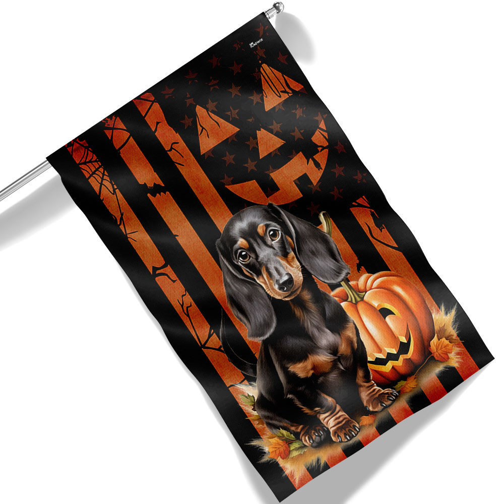 Dachshund Halloween Wiener Sausage Dog Flag - Liberish