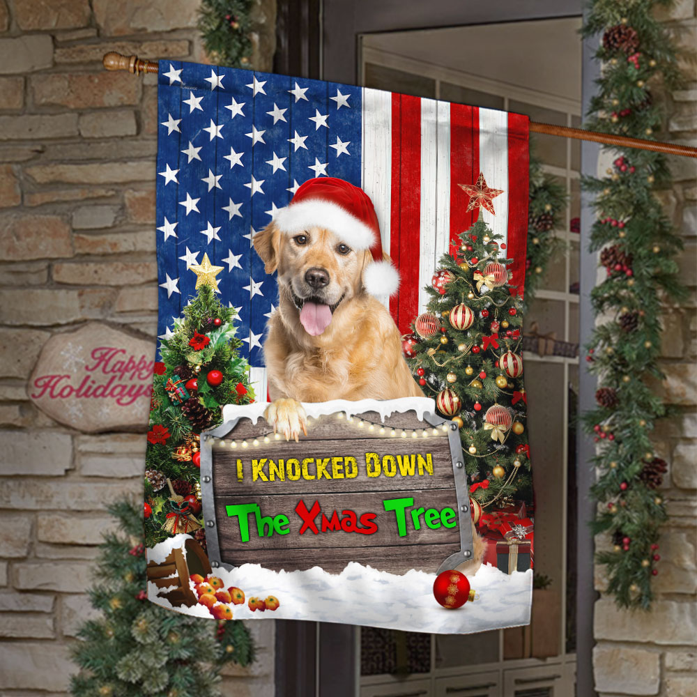 Dog Flag Dog Lover Golden Retriever Flag I Knocked Down The Xmas Tree - Liberish
