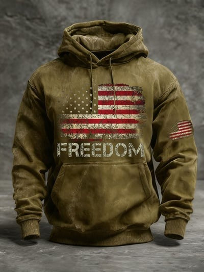 Freedom Flag Hoodie Casual Vintage USA Patriotic Christian Pullover Sweatshirt Gift for Men Women