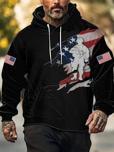 Veterans Day Hoodie American Flag Patriotic USA Military Apparel Pullover Sweatshirt Gift for Men Women