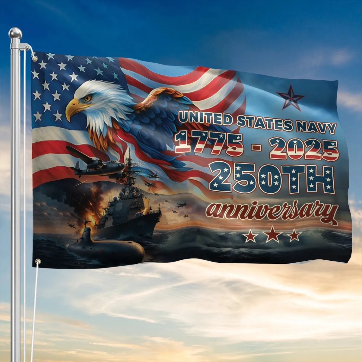 Eagle US Navy 1775 2025 250Th Anniversary Flag Proud Navy Patriotic Flag Decor - Liberish