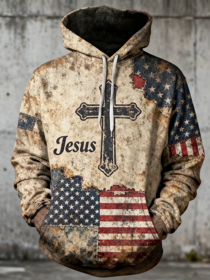 Vintage Faith Patriot American Flag Camo Hoodie Freedom Christian Patriotic USA Pullover Sweatshirt Gift