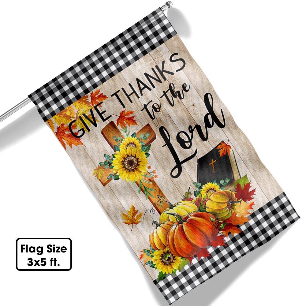 Fall Pumpkins Flag Give Thanks To The Lord Thanksgiving Halloween Flag - Liberish