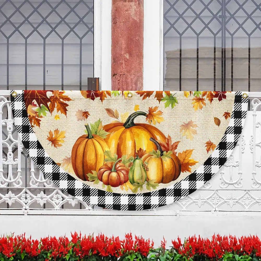Fall Pumpkins Harvest Happy Fall Y All Non Pleated Fan Flag - Liberish