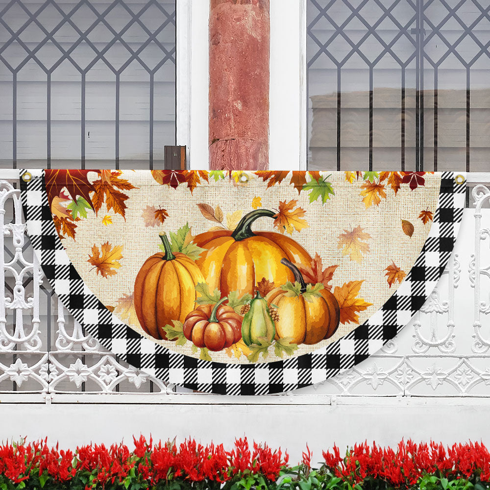 Fall Pumpkins Harvest Happy Fall Y All Non Pleated Fan Flag - Liberish