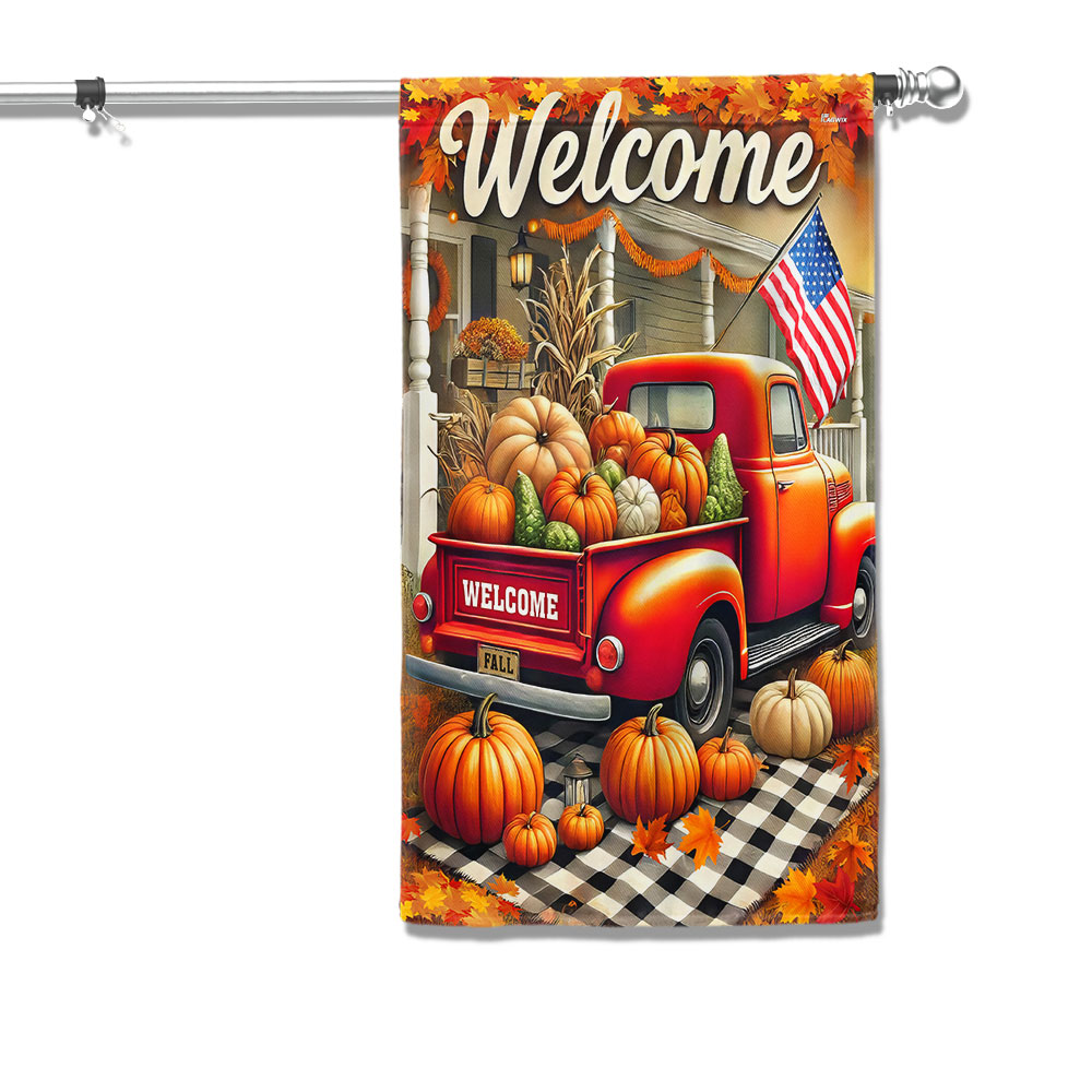 Fall Pumpkins Truck Welcome Flag - Liberish