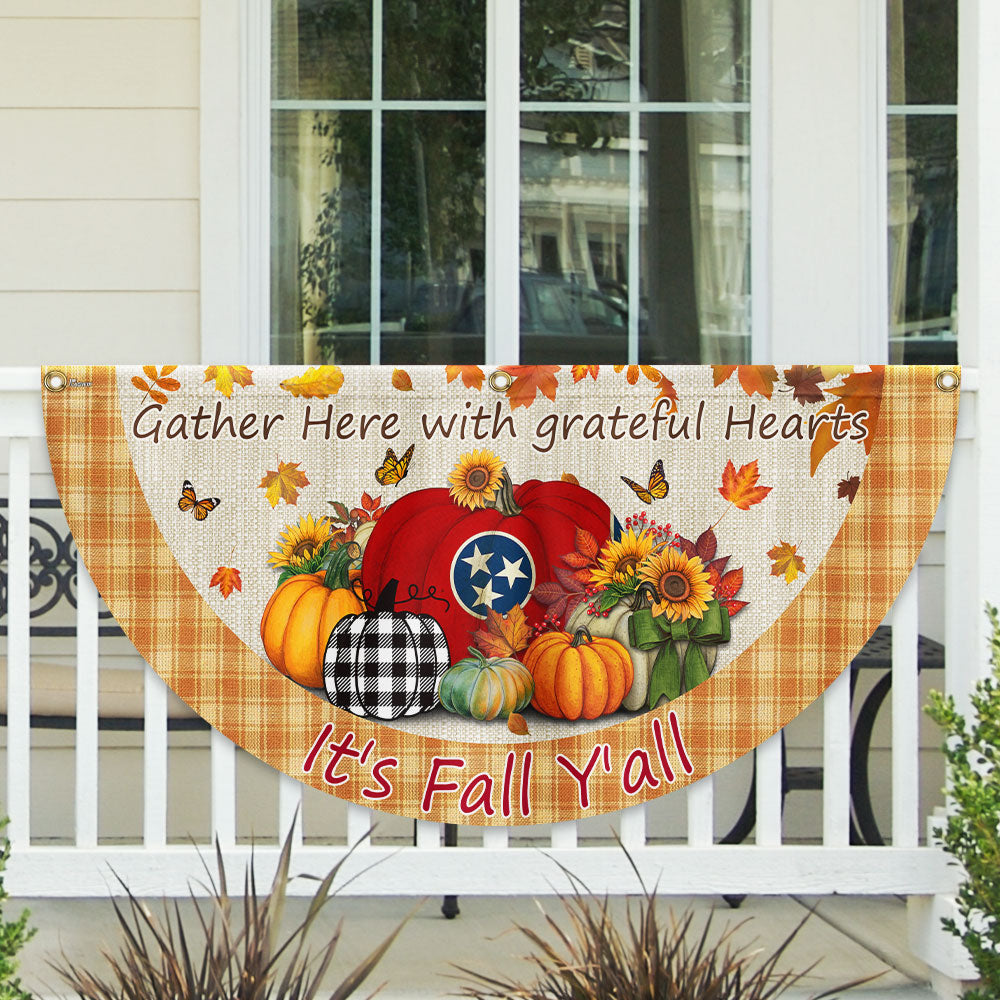 Fall Tennessee Flag It S Fall Y All Halloween Pumpkin Thanksgiving Non Pleated Fan Flag Tp - Liberish