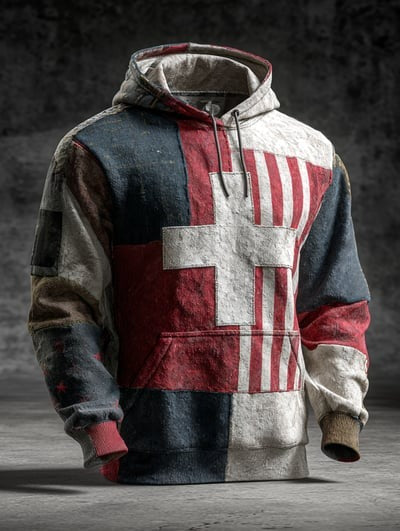 USA Flag Vintage Faith American Flag Camo Hoodie Patriotic Christian Freedom Sweatshirt Pullover Gift