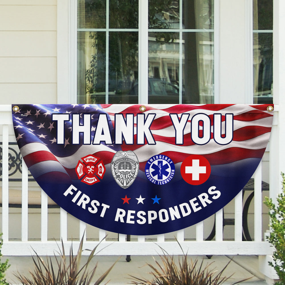 First Responder Thank You Non-Pleated Fan Flag - Liberish