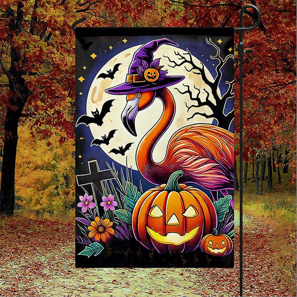 Flamingo Halloween With Pumpkin Flag Unique Gift For Friends and Family on Halloween Day - Liberish