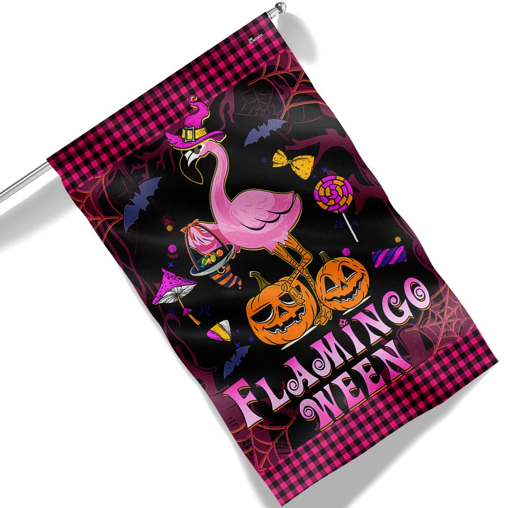 Flamingoween Trick Treat Halloween Flag - Liberish