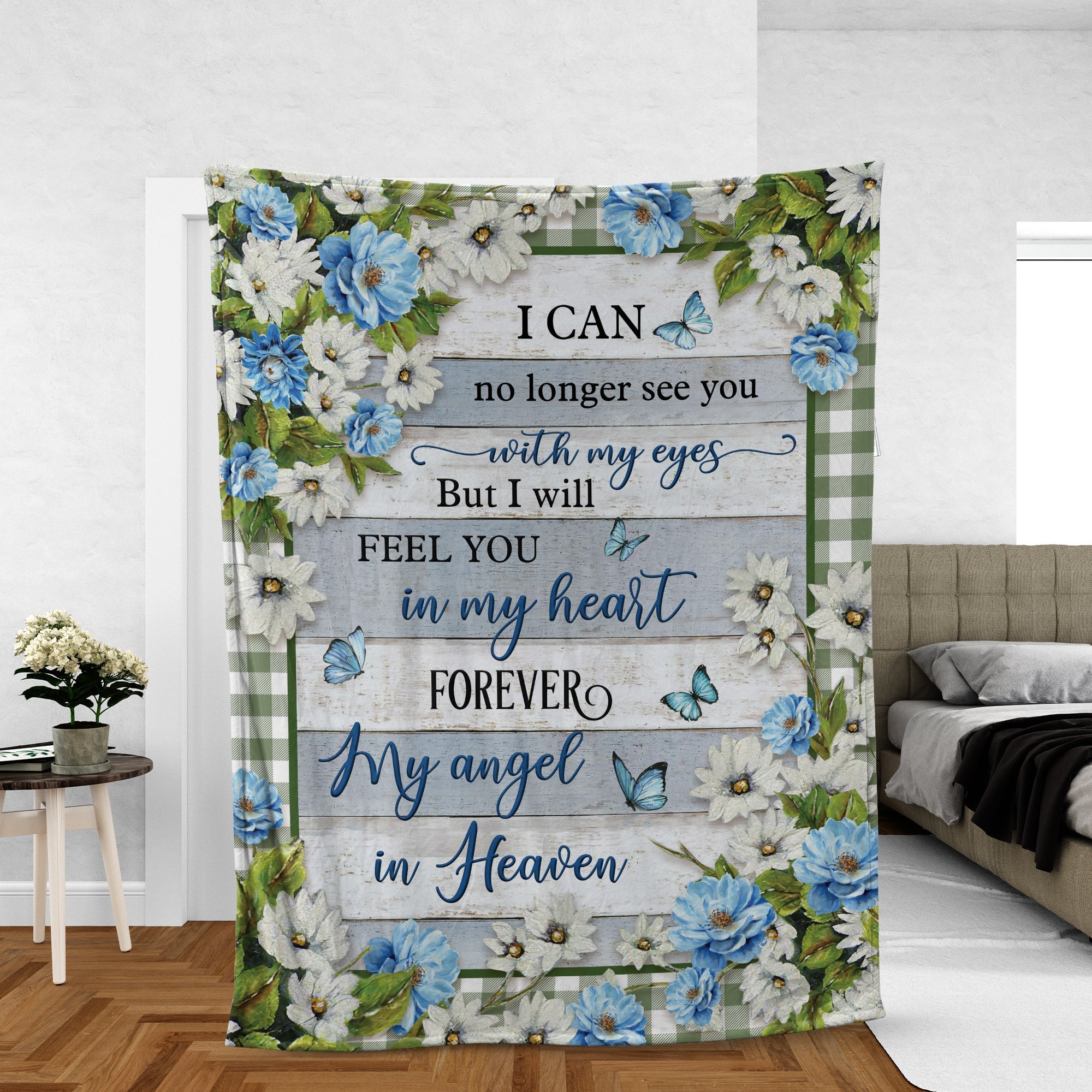 Memorial Blanket, Heaven Blanket, Butterfly And Flower Blanket, Sympathy Gift, Remembrance Gift - I Will Feel You In My Heart Forever