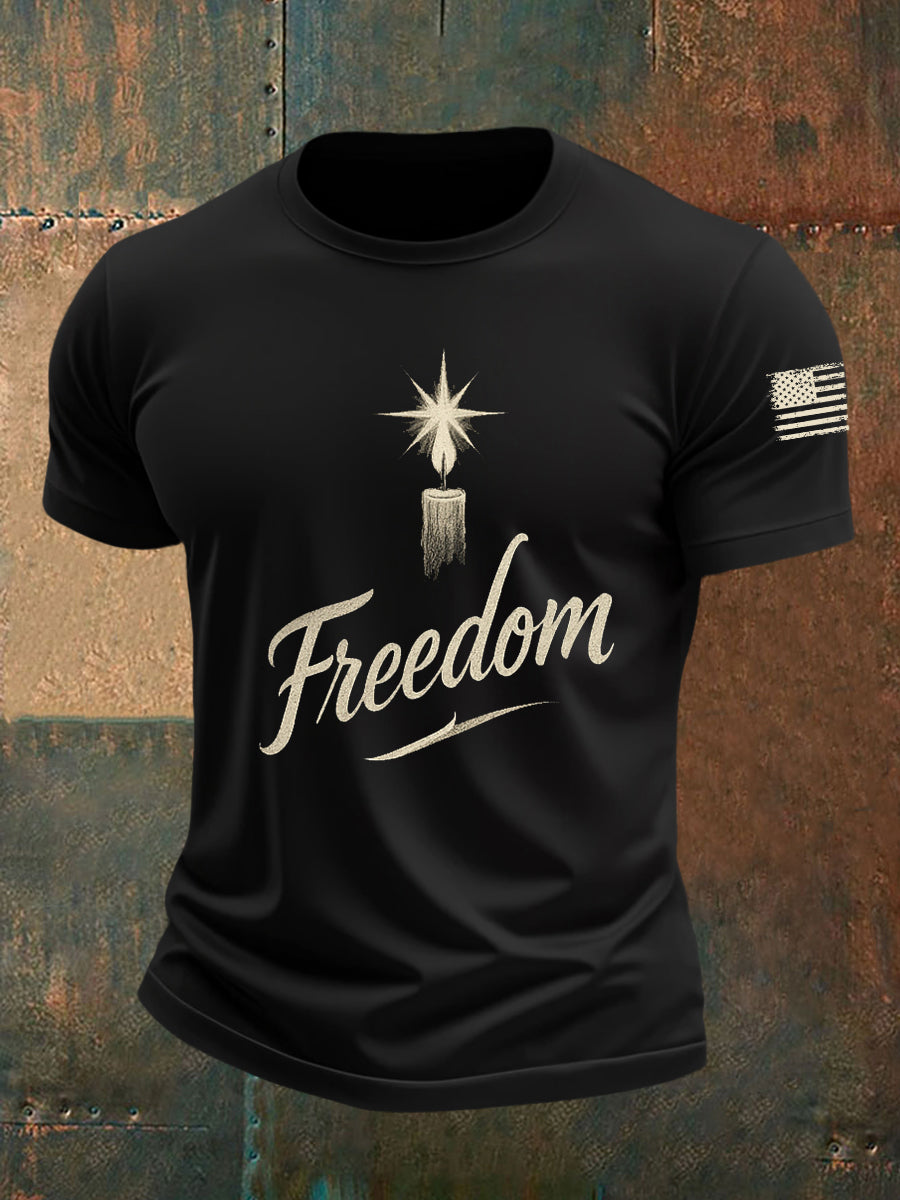 Freedom Charlie Kirk Short Sleeve T-Shirt Freedom Charlie Kirk 47 Memorial Charlie Kirk Merch - Liberish