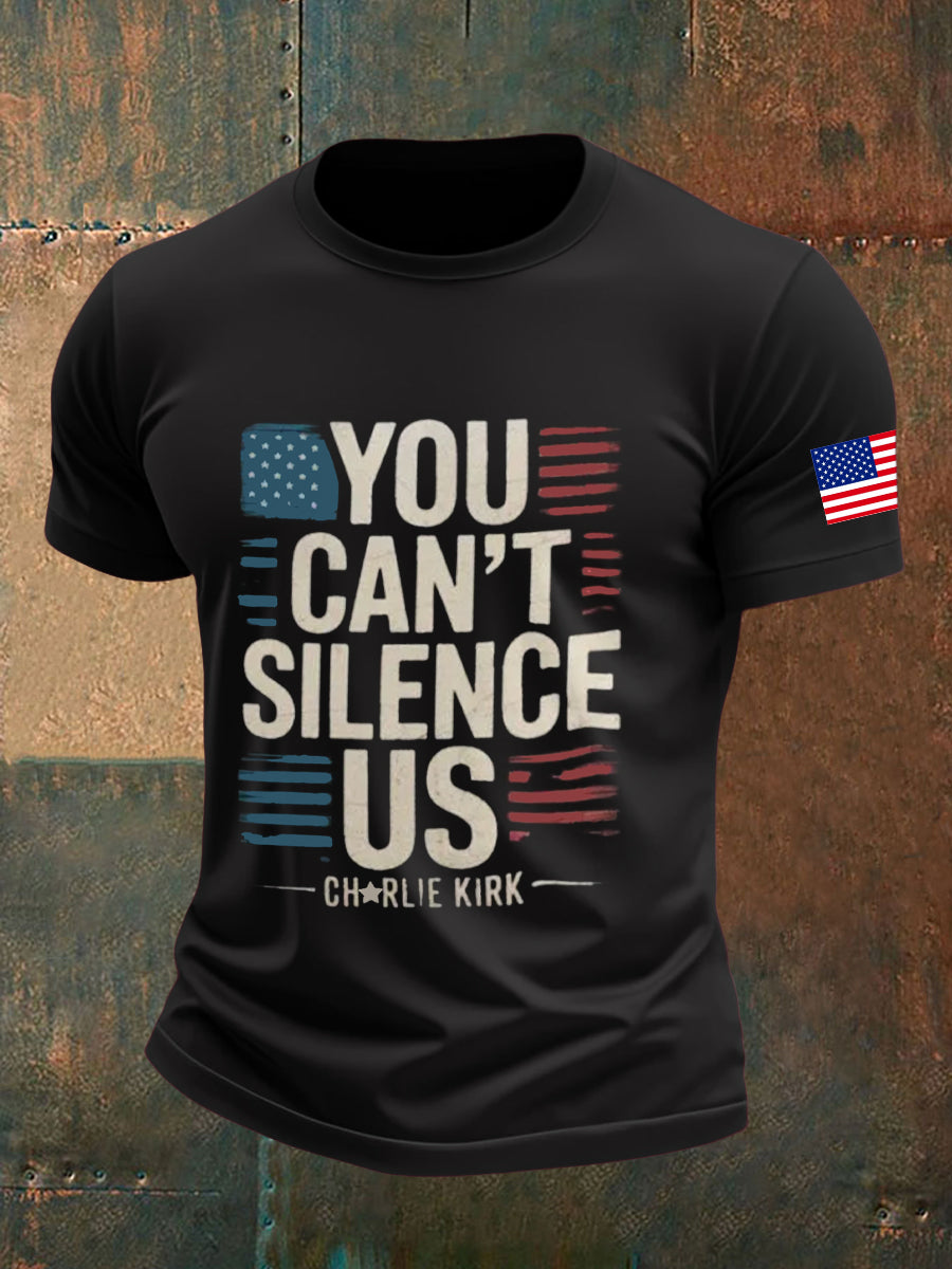 Freedom Charlie Kirk T-Shirt You Can_t Silence Us U.S Flag Charlie Kirk 47 Merch - Liberish