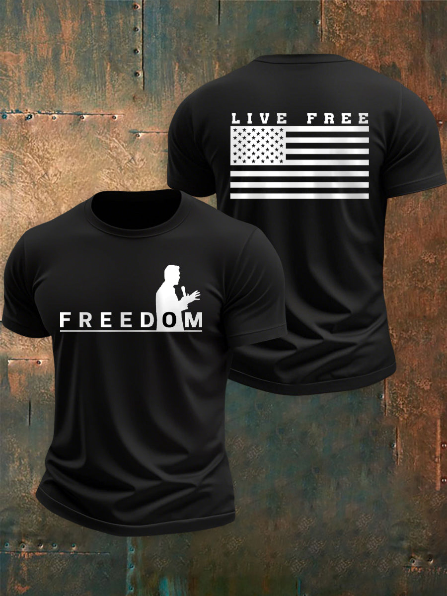 Freedom USA Flag Live Free T-Shirt Freedom Tshirt Charlie Kirk