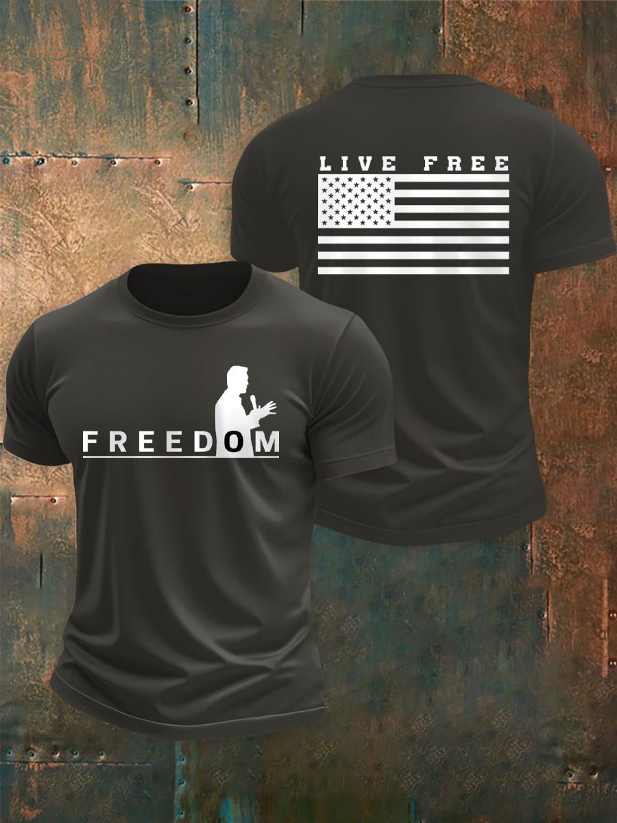 Freedom USA Flag Live Free T-Shirt Freedom Tshirt Charlie Kirk