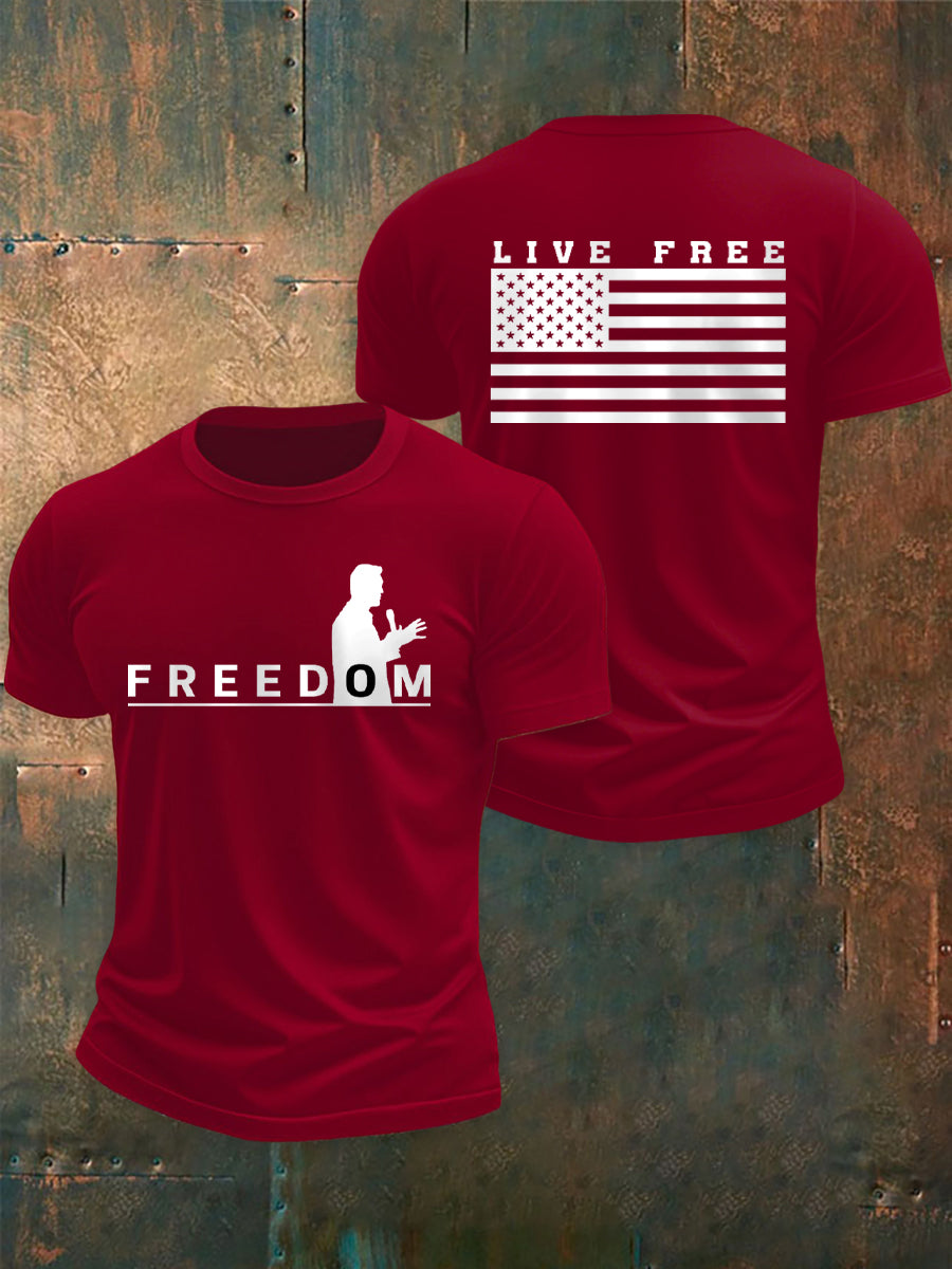 Freedom USA Flag Live Free T-Shirt Freedom Tshirt Charlie Kirk