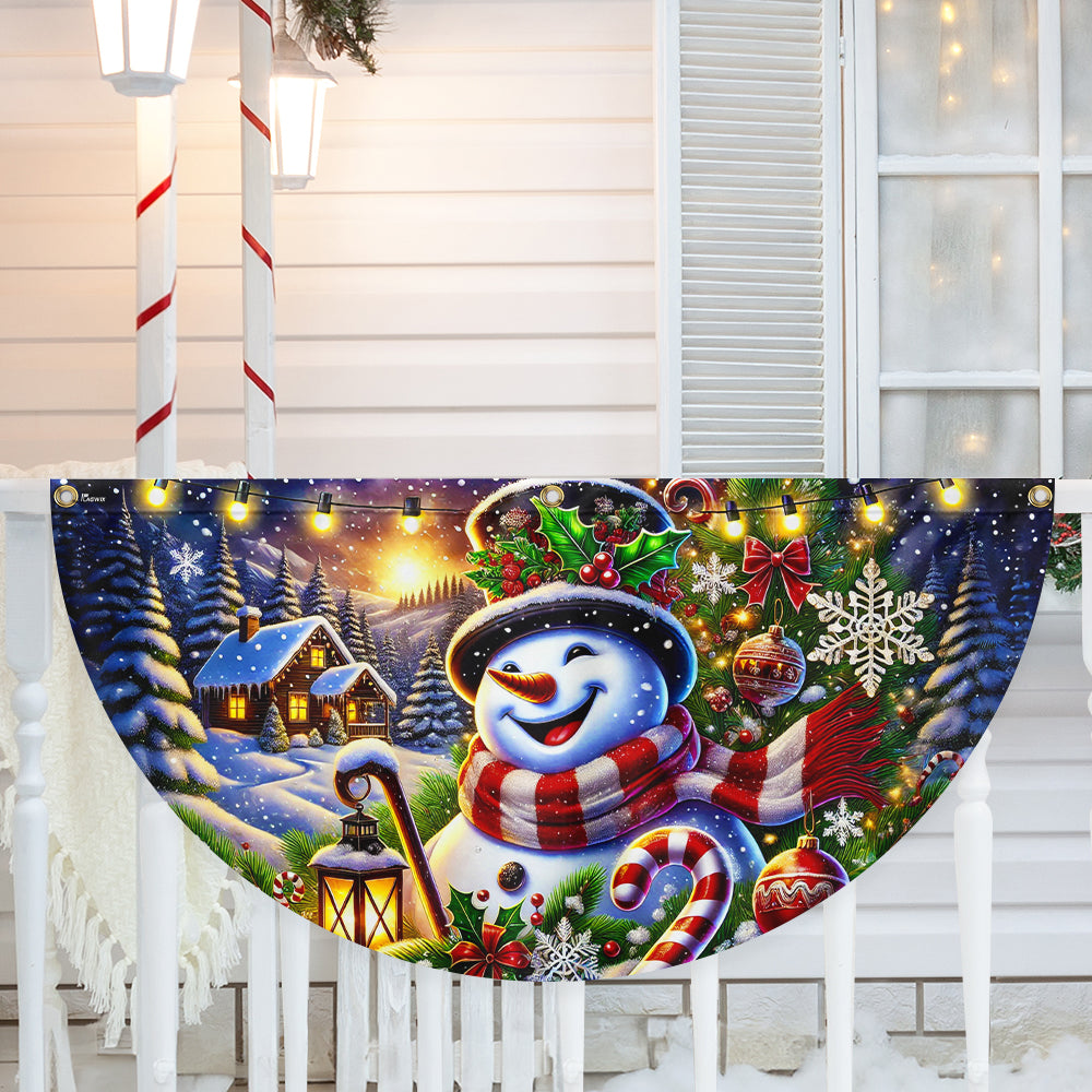 Funny Snowman Merry Christmas Winter Non Pleated Fan Flag - Liberish