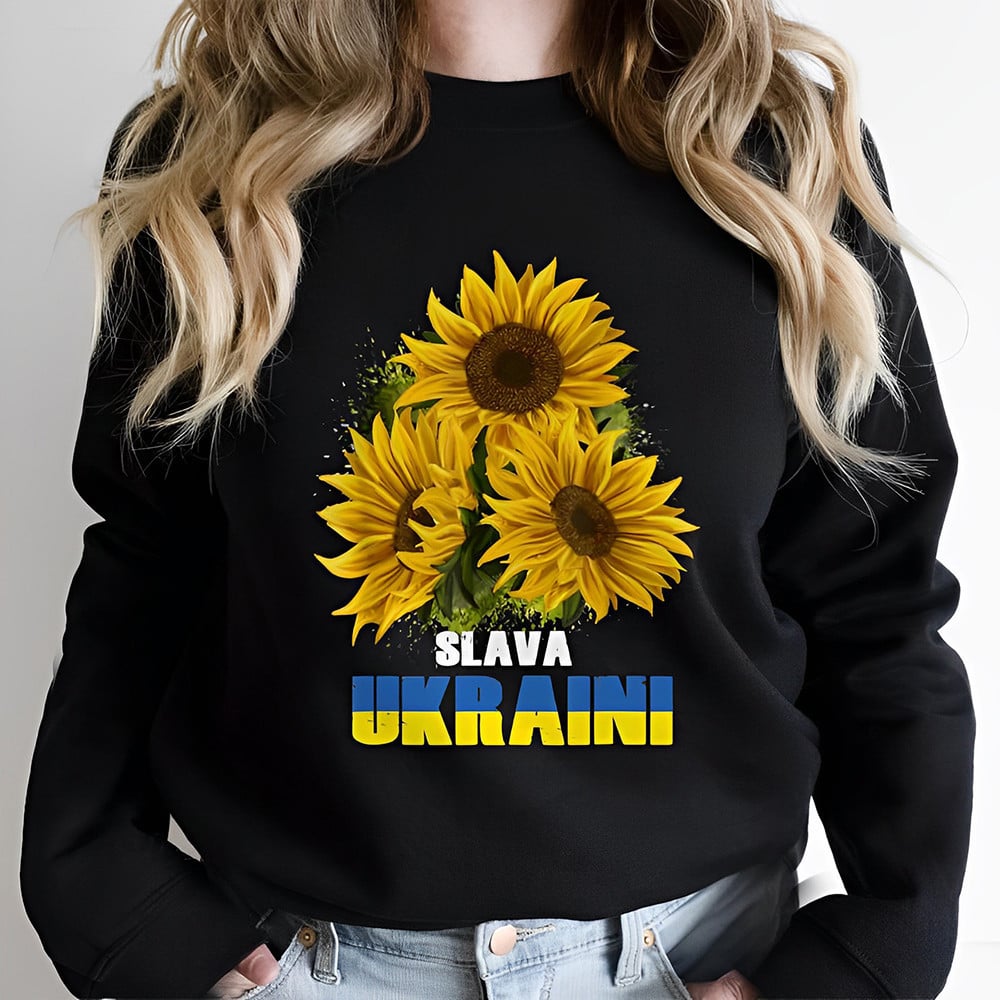 Slava Ukraini Sweatshirt Peace For Ukraine Sunflower Apparel Gift For Him Her