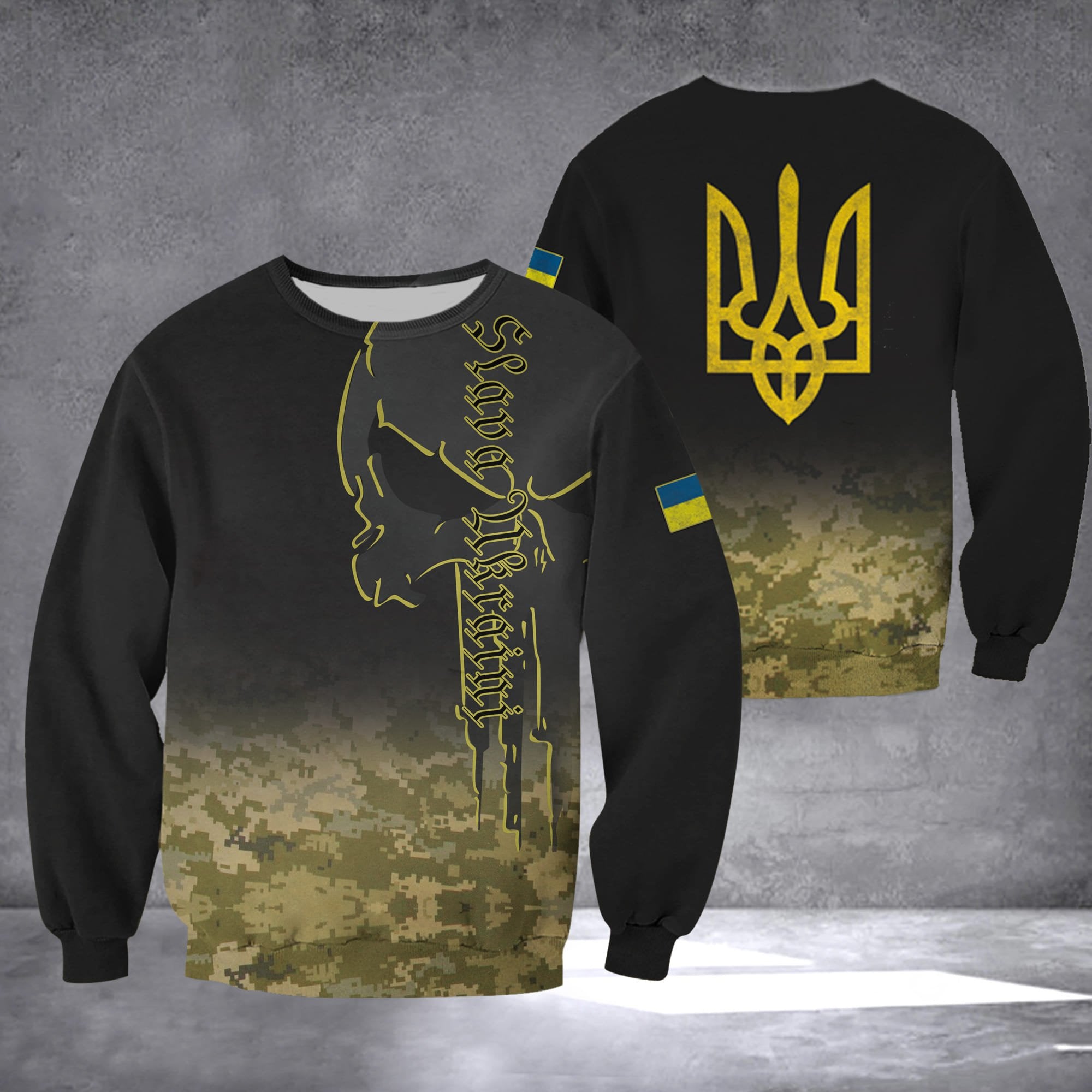 Slava Ukraini Sweatshirt Trident Strong Ukraine Army Merch Idea For Husband
