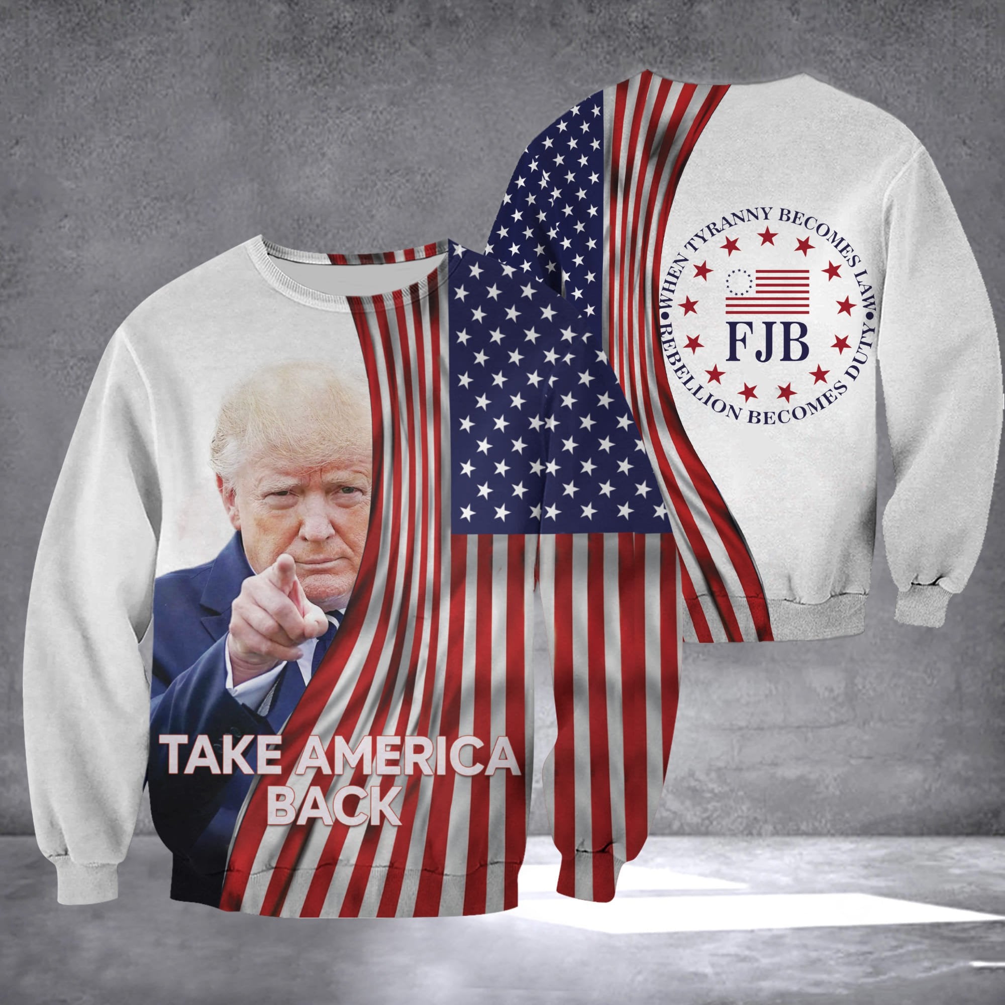Trump 2024 Take America Back Sweatshirt FJB Let's Go Brandon USA Flag MAGA Merch