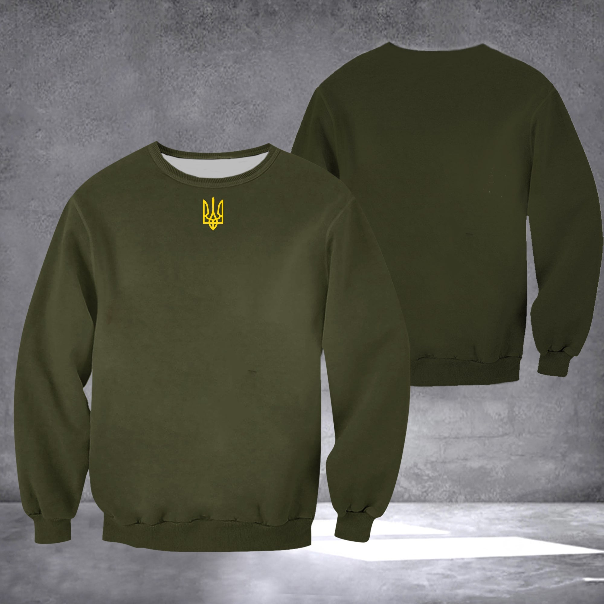 Zelensky Sweatshirt Ukrainian Trident Symbol Zelensky Green Sweatshirt