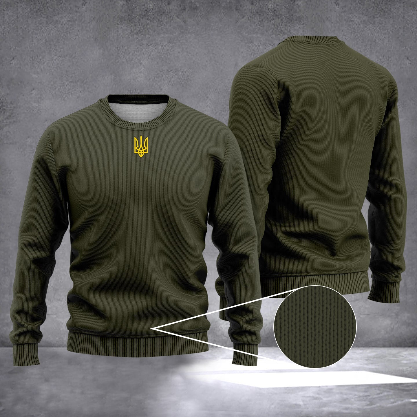 Zelensky Sweatshirt Ukrainian Trident Symbol Zelensky Green Sweatshirt