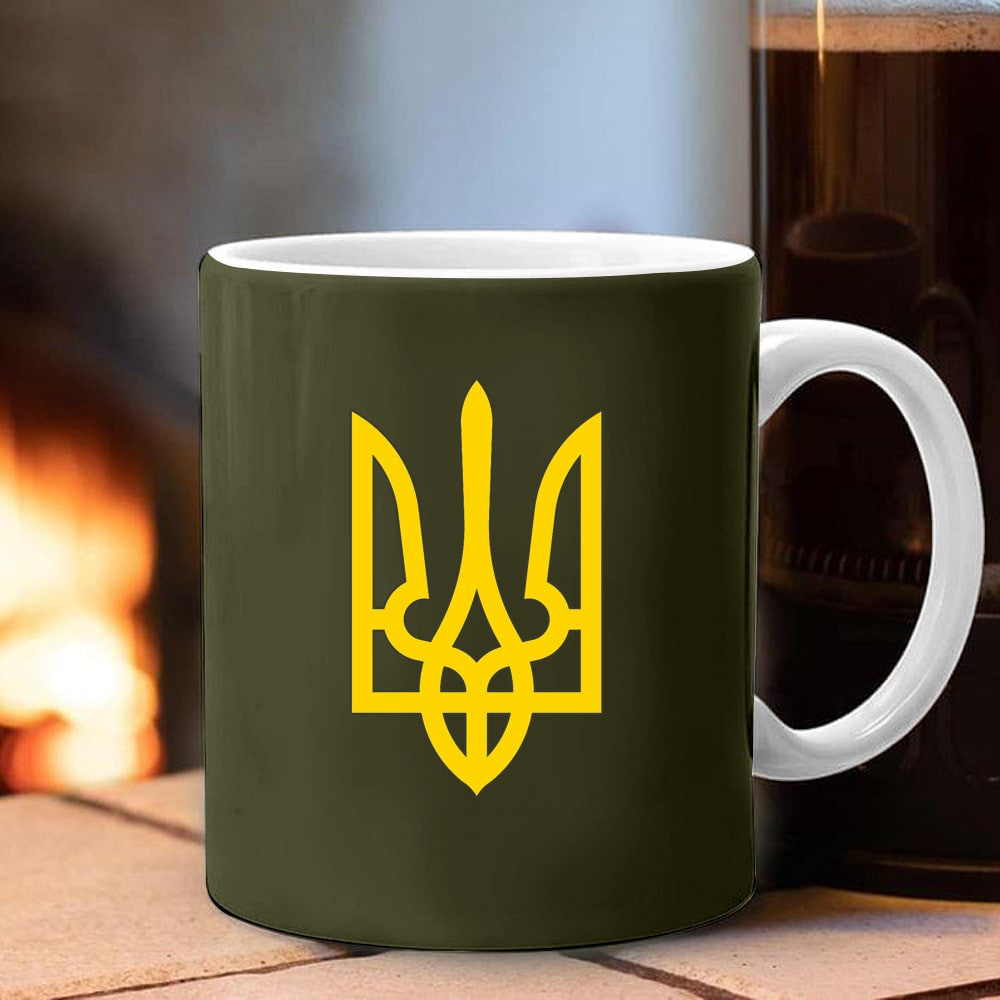 Zelensky Sweatshirt Ukrainian Trident Symbol Zelensky Green Sweatshirt