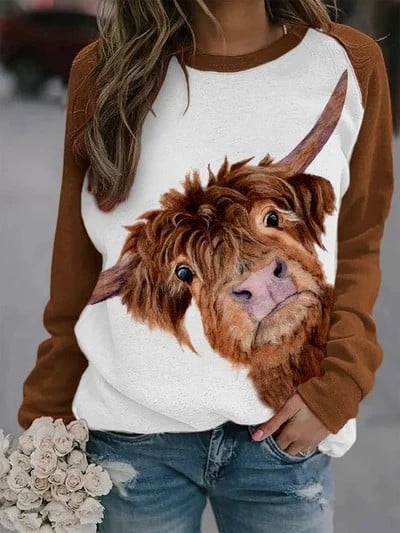 Highland Cow Print Sweatshirt Apparel Highland Cow Gifts For Her