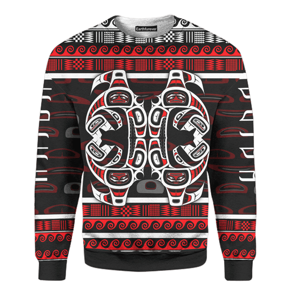The Killing Whale Sweater Pacific Northwest Style Sweatshirt Haida Art Clothing
