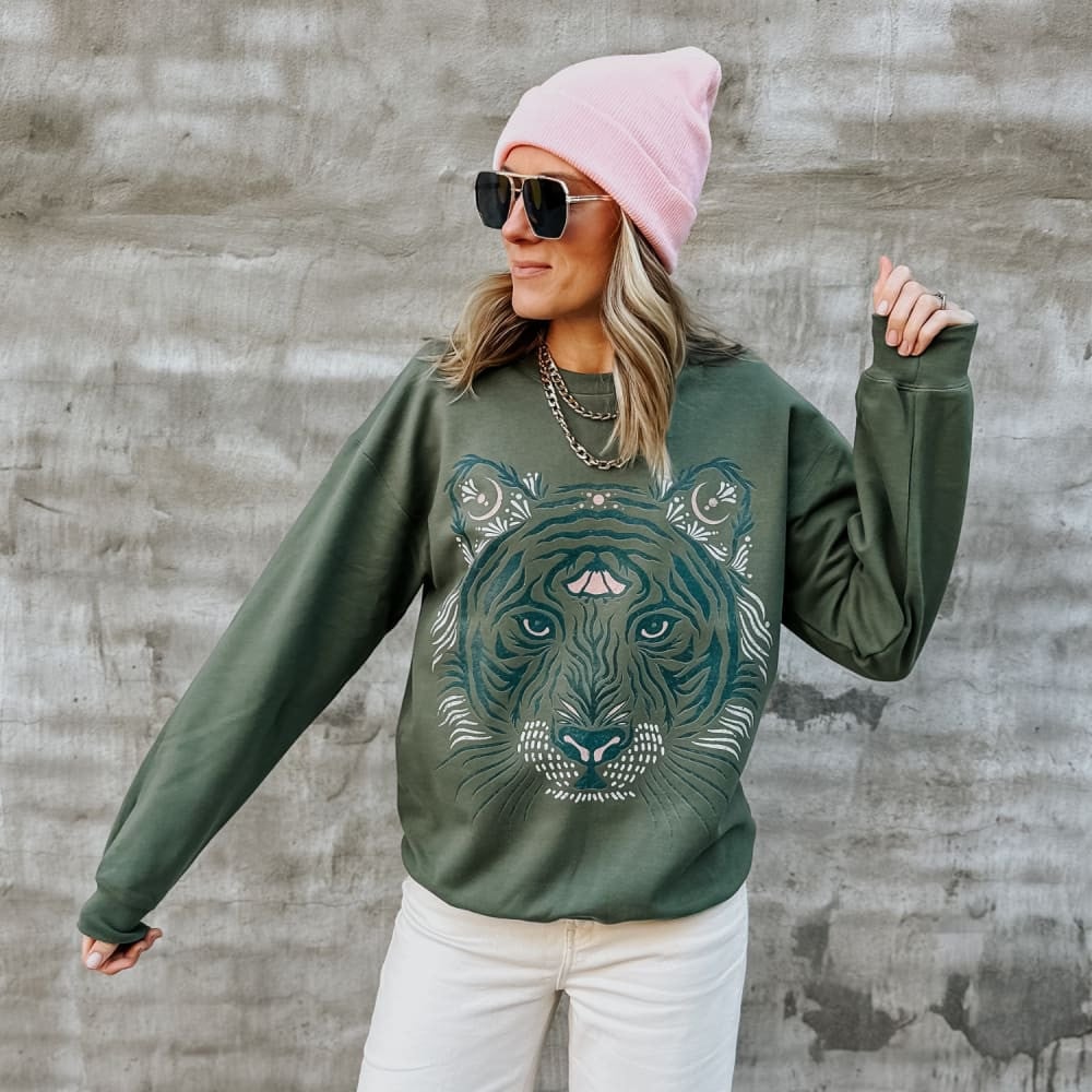 Tribal Tiger Sweatshirt Gift For Wife