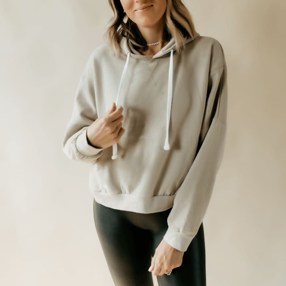 Sueded Crop Hooded Sweatshirt Gift For Wife