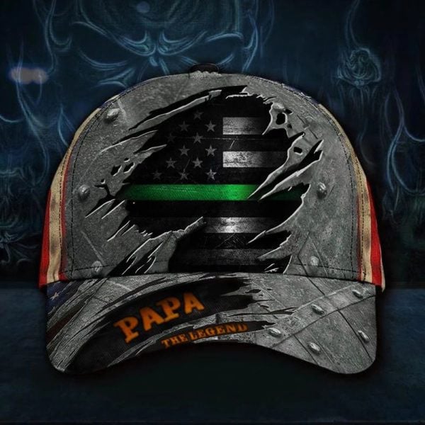 Thin Green Line Papa Legend 3D USA Flag Military Veterans Day Classic Cap