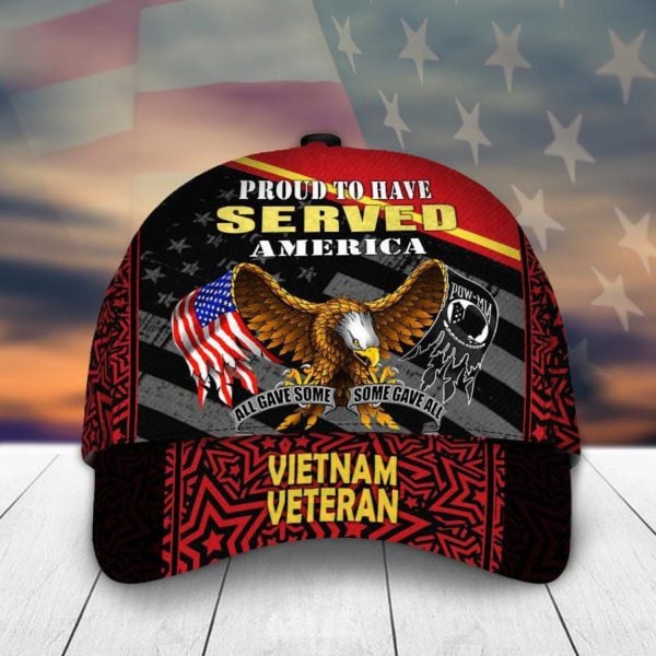 Proud To Have Served America All Gave Some Some Gave All Veteran Eagle With American Flag And Pow-Mia Flag Wings Veteran Days Classic Cap