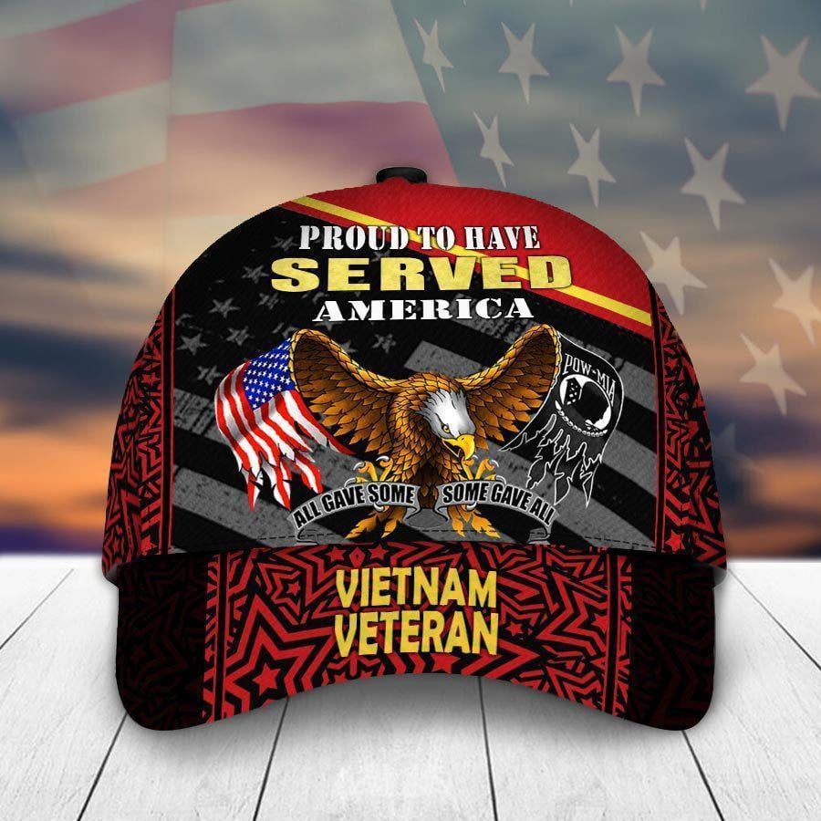 Proud To Have Served America All Gave Some Some Gave All Veteran Eagle With American Flag And Pow-Mia Flag Wings Veteran Days Classic Cap