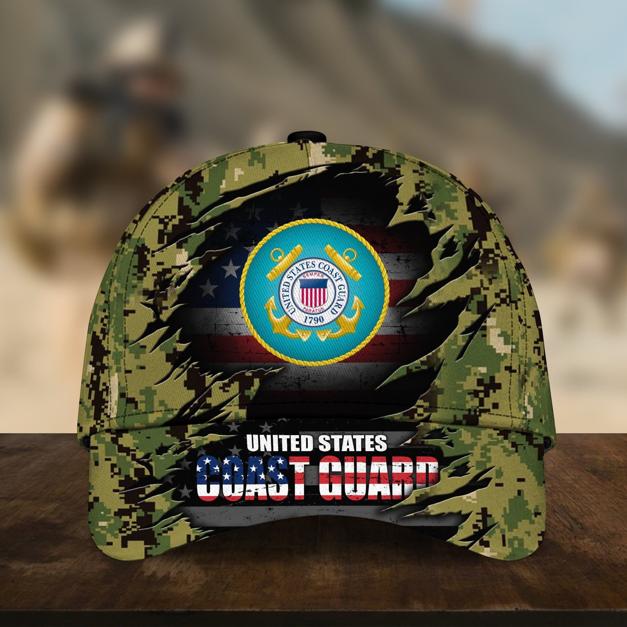 U.S Coast Guard Veteran Cap 3D Printed Camor Cap