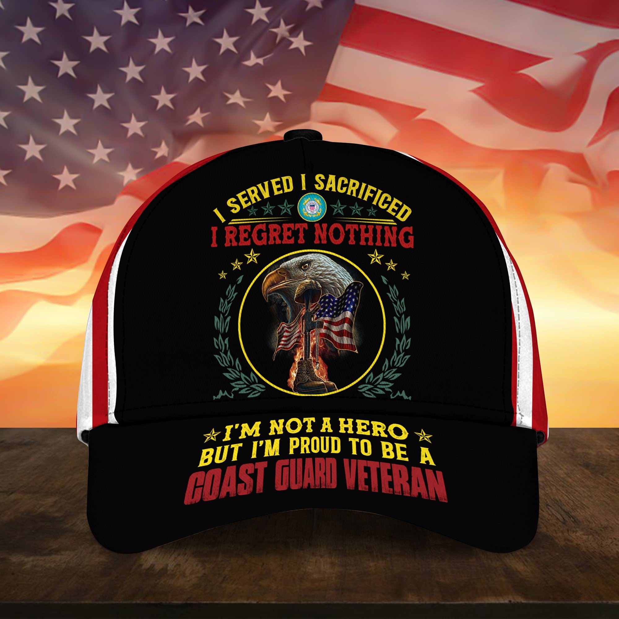I Served I Sacrificed I regret Nothing U.S Coast Guard Veteran Cap 3D Printed