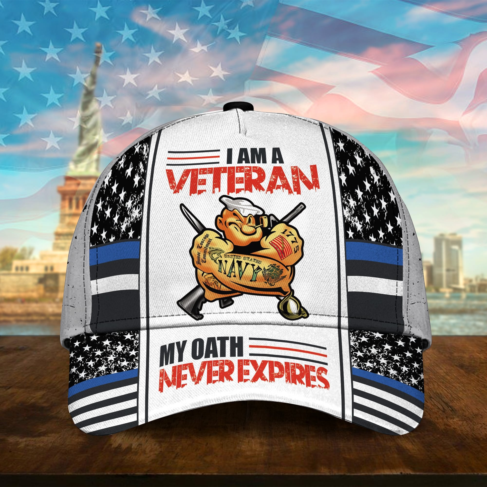 I Am A Veteran My Oath Never Expries U.S Navy Veteran Cap 3D Printed