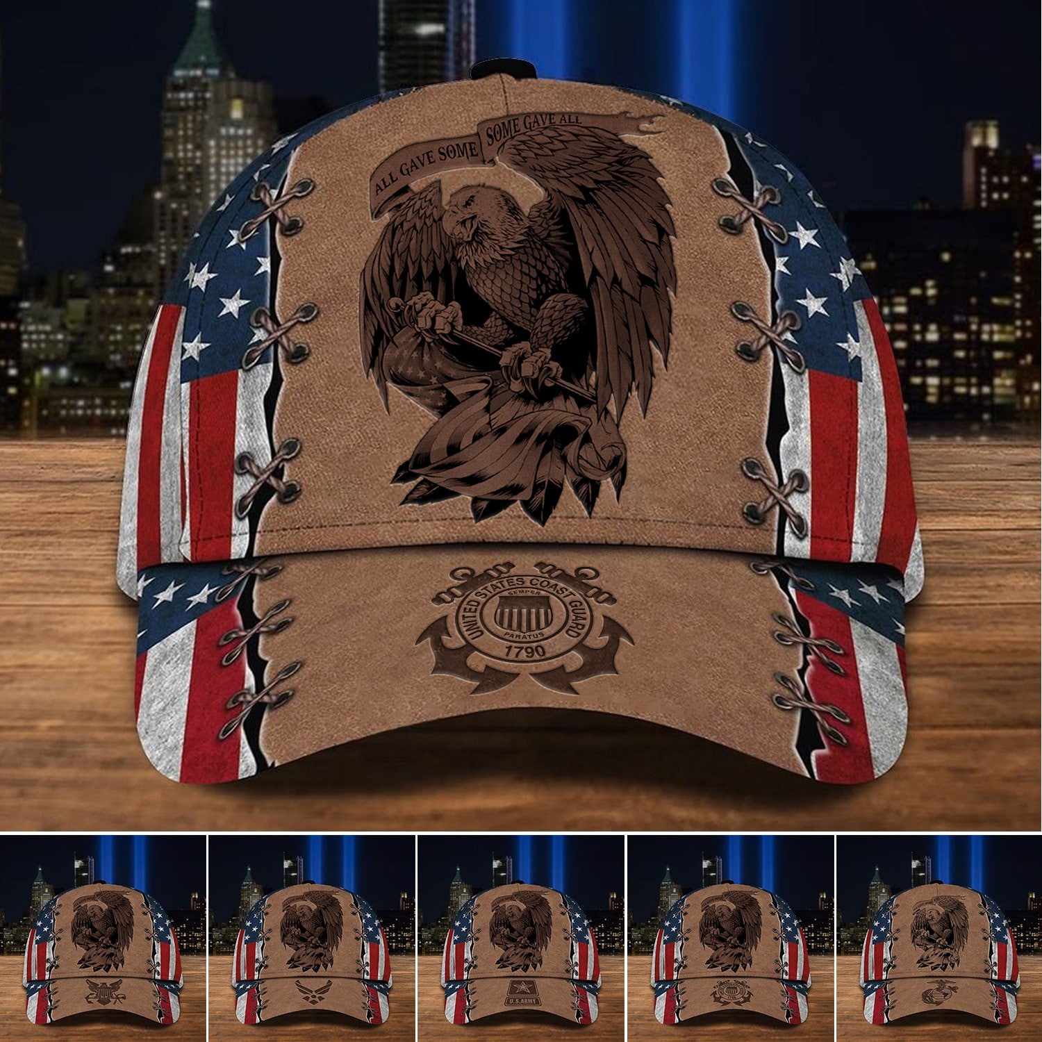 All Gave Some Some Gave All Multiservice U.S Veteran 3D Cap Eagle USA Flag Cap