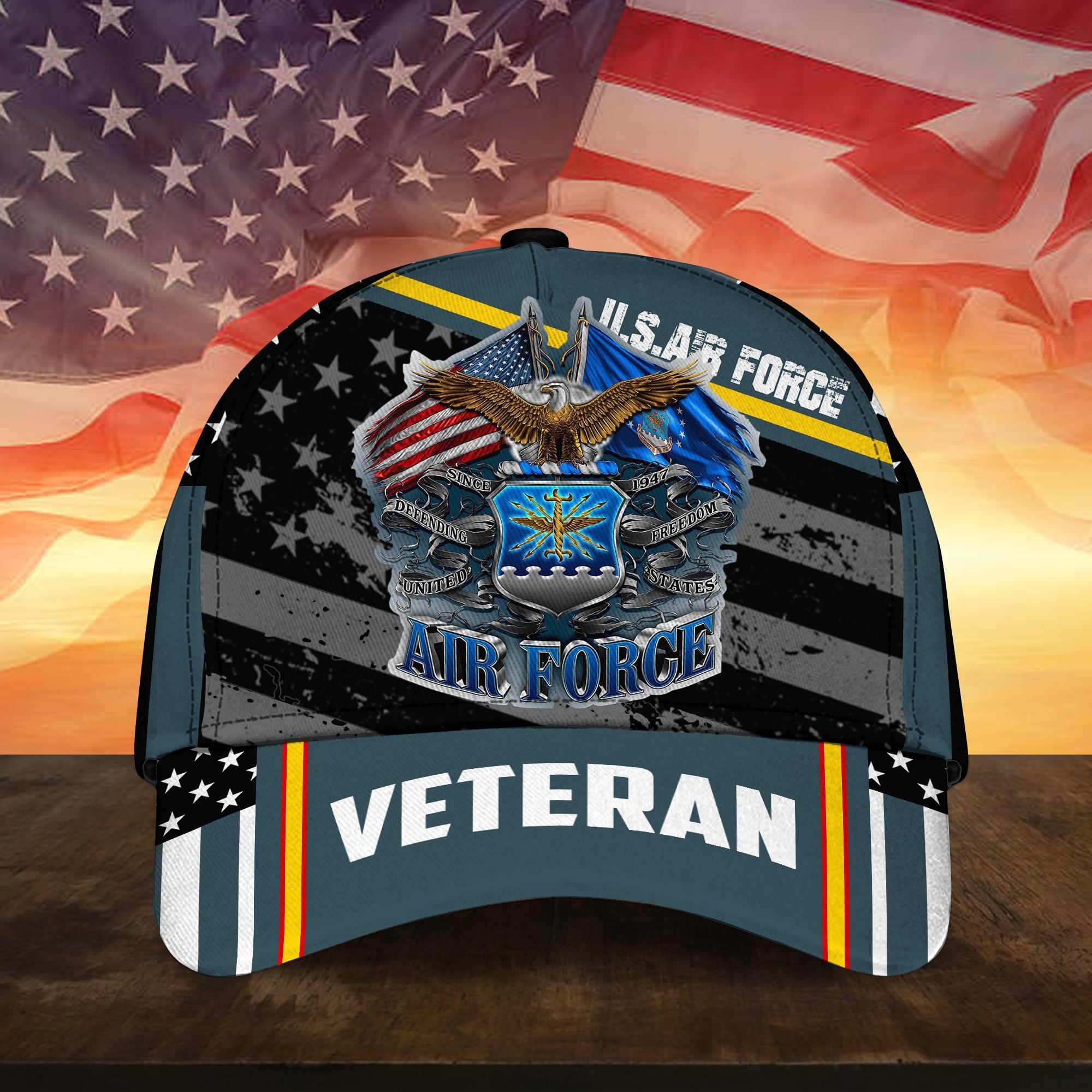 US Air Force Veteran 3D Cap USA Flag Cap
