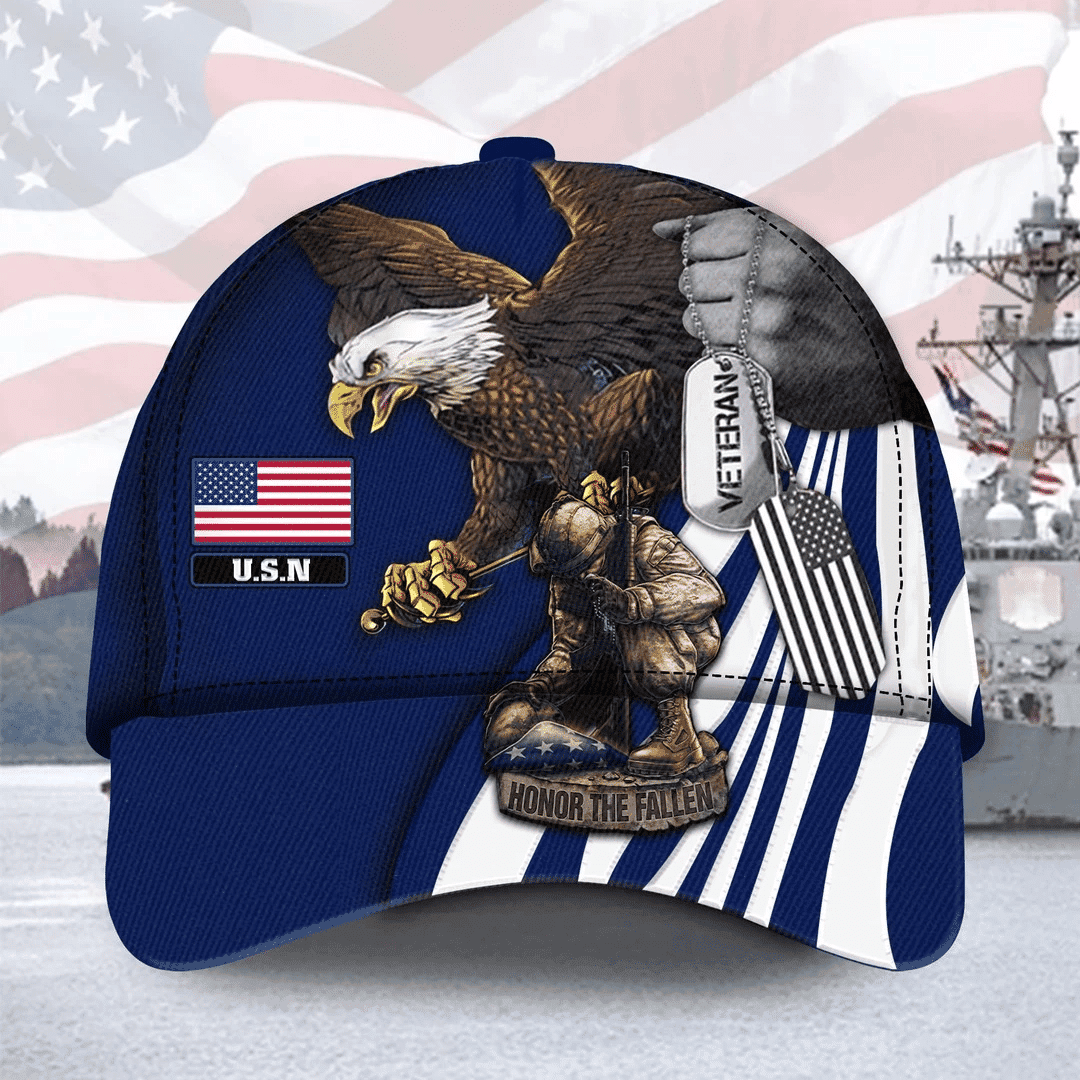 Honor The Fallen U.S. Navy Veteran Cap 3D Printed Eagle Cap