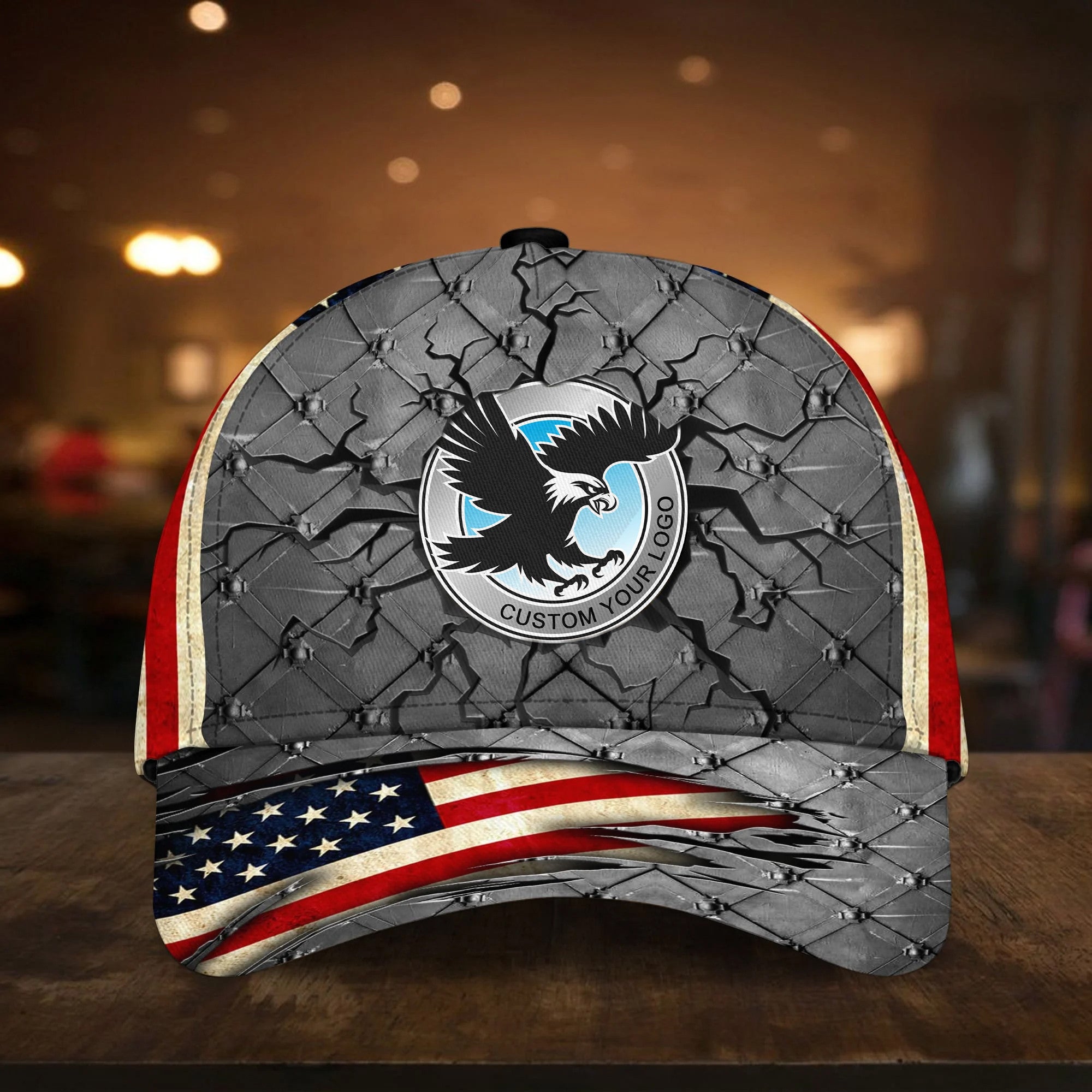 Custom U.S Branches Veteran 3D Cap USA Flag Iron Camo Cap