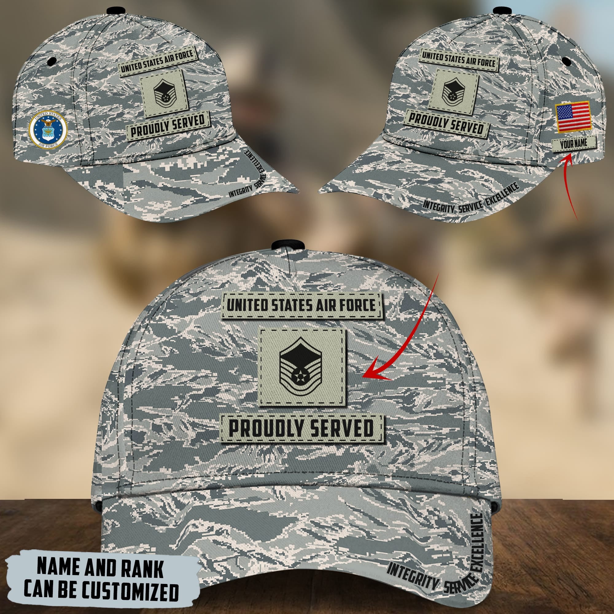 Personalised Camo U.S Air Force Veteran Cap