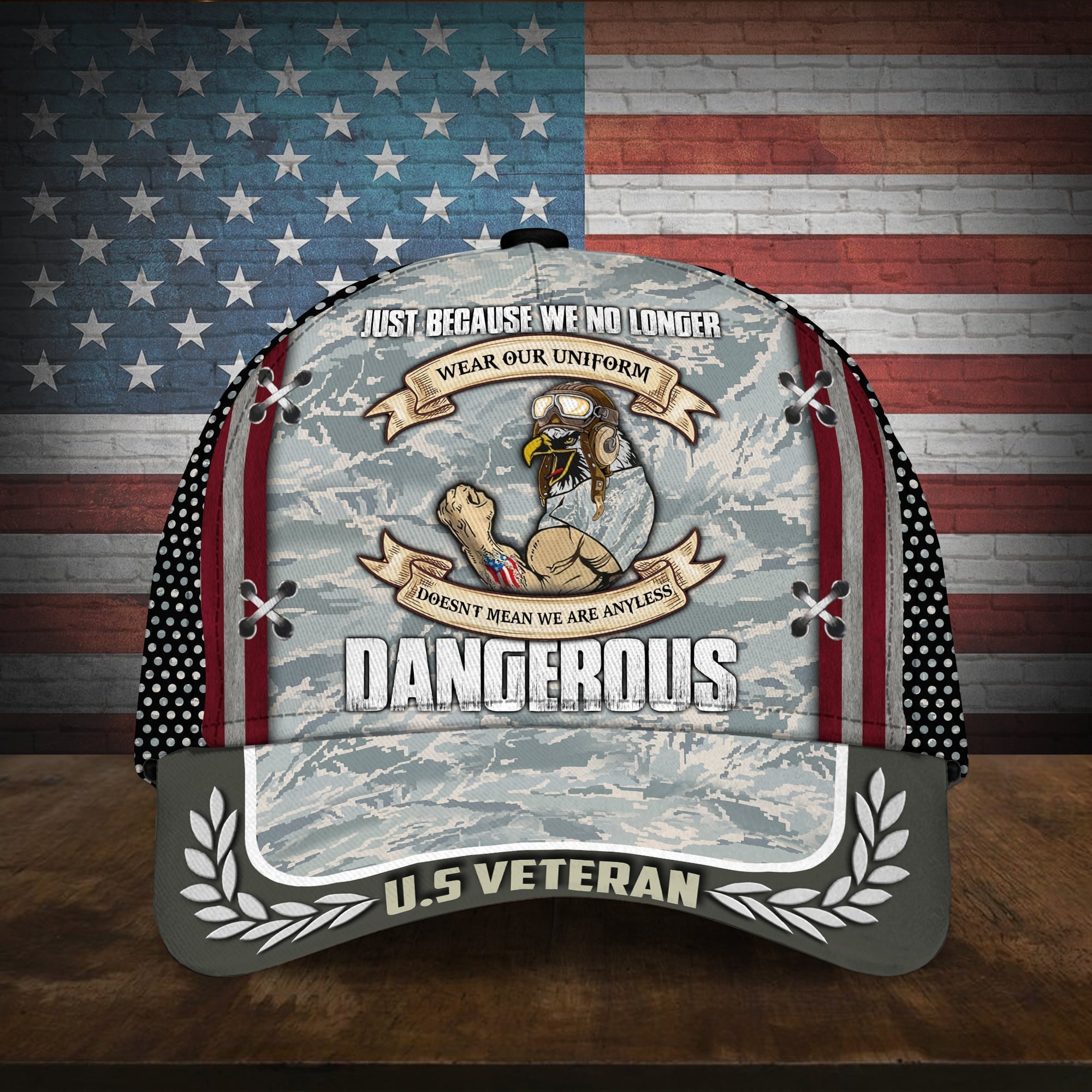 Just Because We No Longer Dangerous U.S Air Force Veteran Cap Printed Camor Cap
